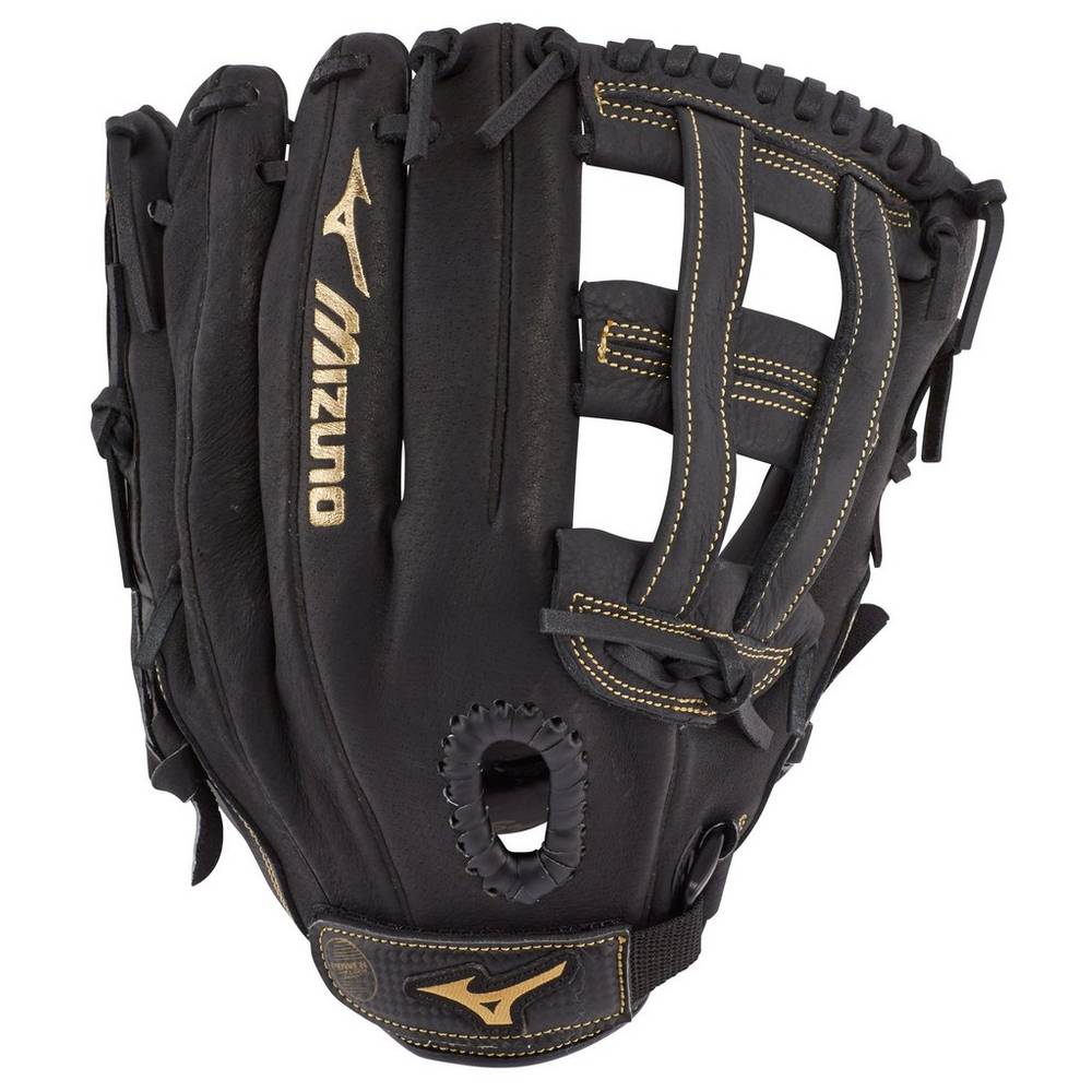 Mizuno Men's Premier Series Slowpitch Softball 12" Gloves Black/Gold (312791-ABV)